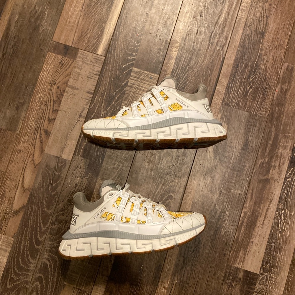 Versace Kids Sneakers in White and Yellow lightly worn